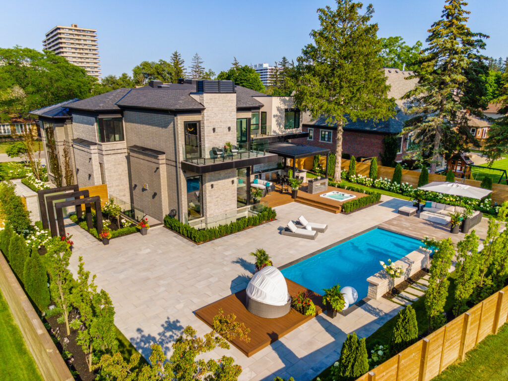 Luxury home exterior with pool
