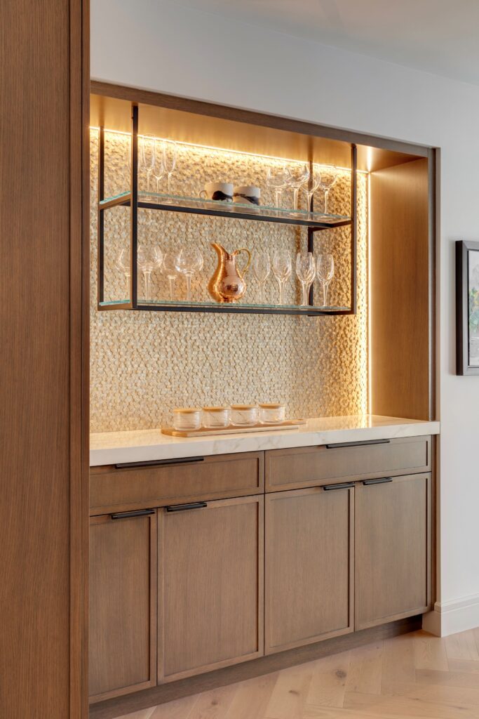 beautiful modern kitchen, with open shelved coffee bar