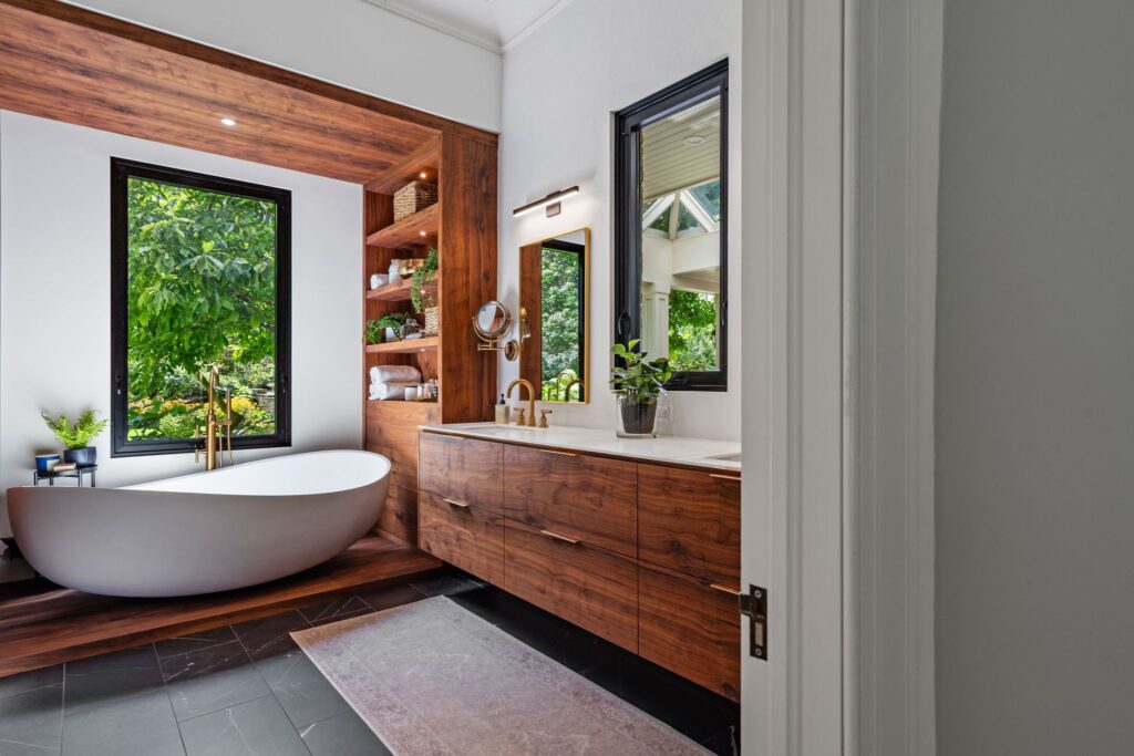 Colonial-Style Bathroom Transformed into Modern Retreat
