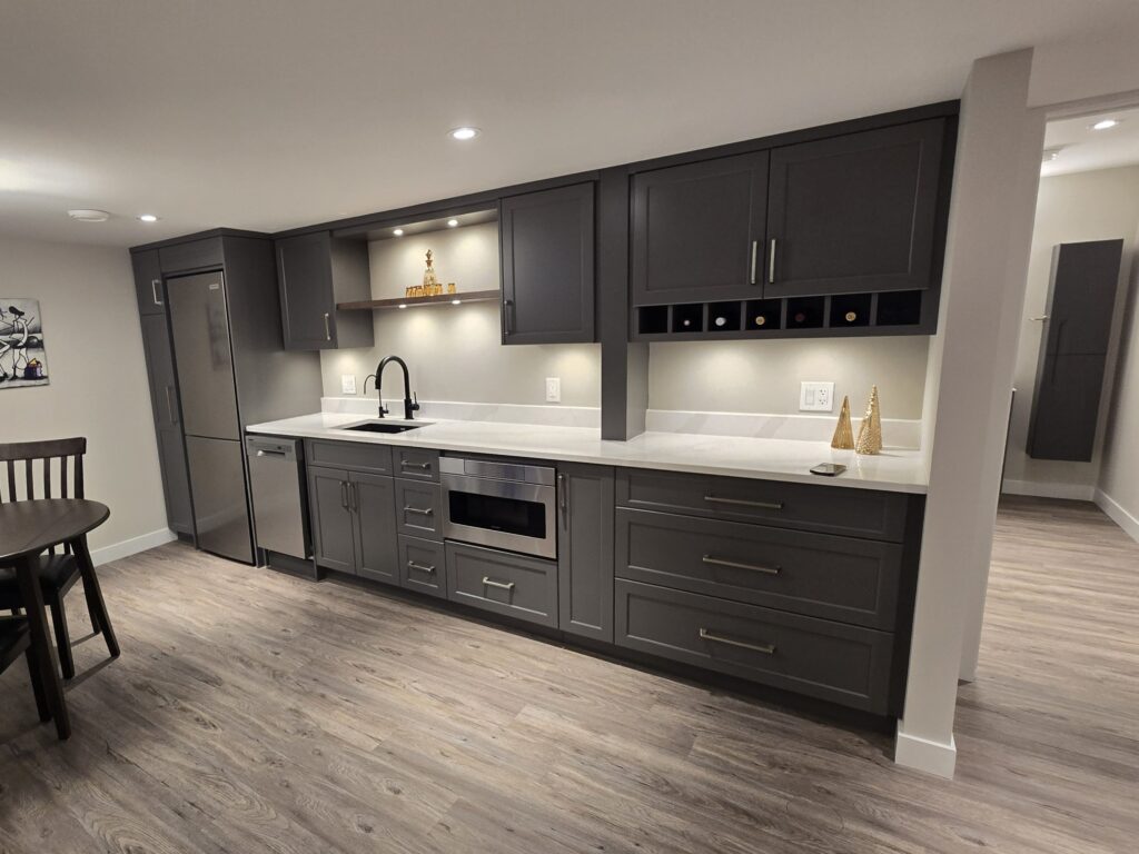 The kitchenette area, blending style and functionality.