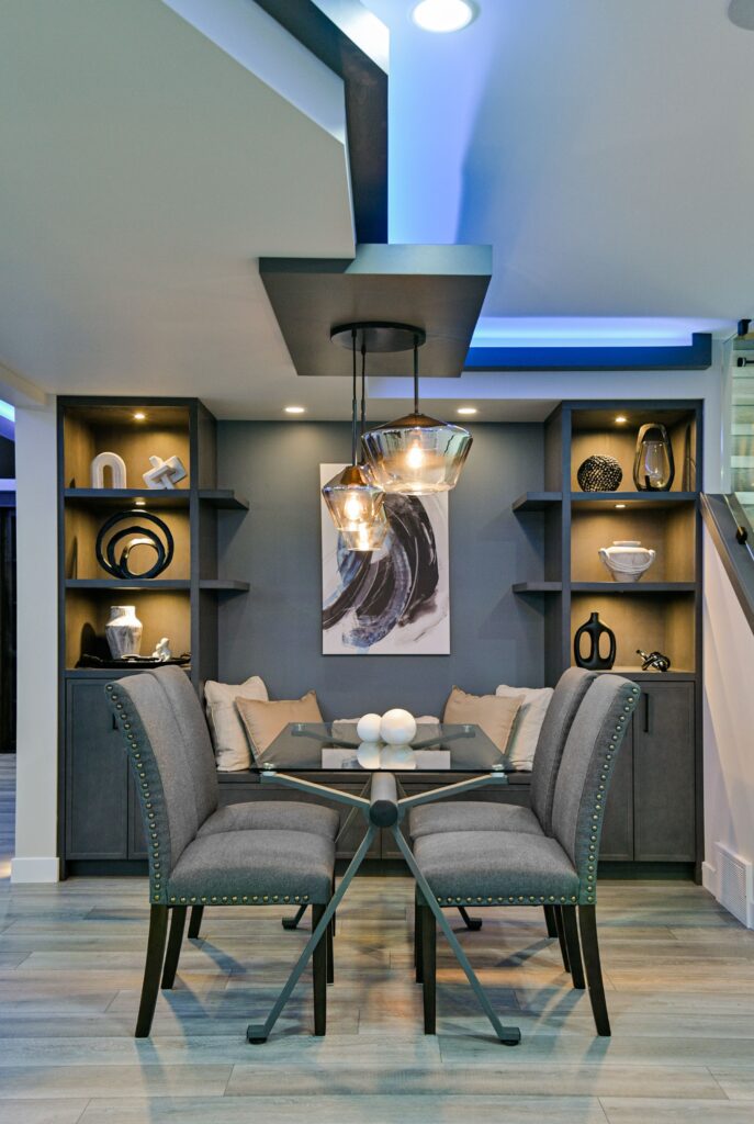 Soft ambient lighting setting a relaxed evening atmosphere.