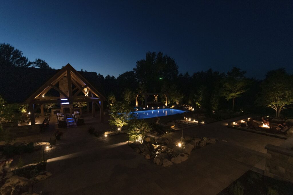 Pool and pavilion view