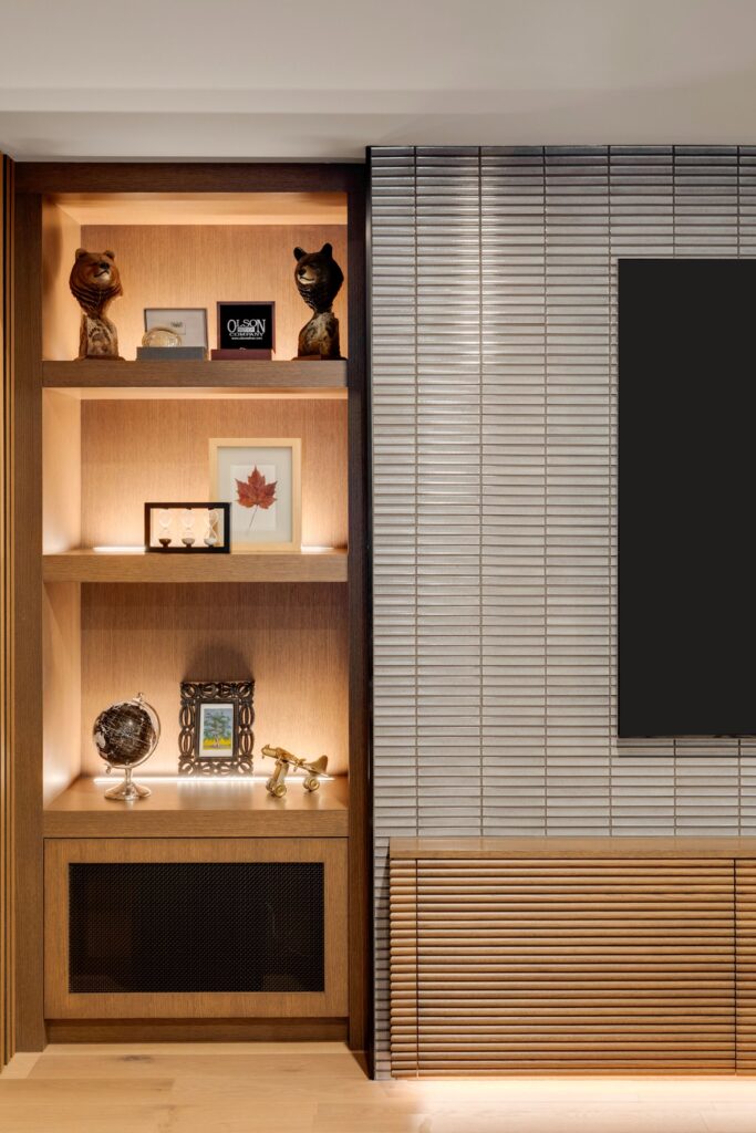 Carefully designed cabinetry with integrated LED lighting.