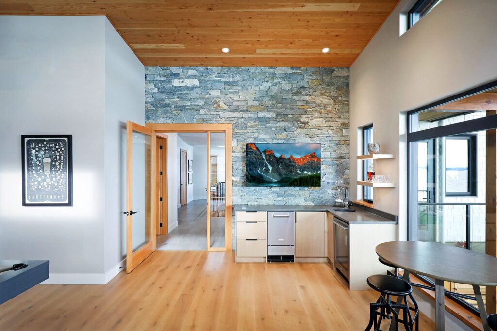 Sustainable renovation with energy-efficient design and natural light.