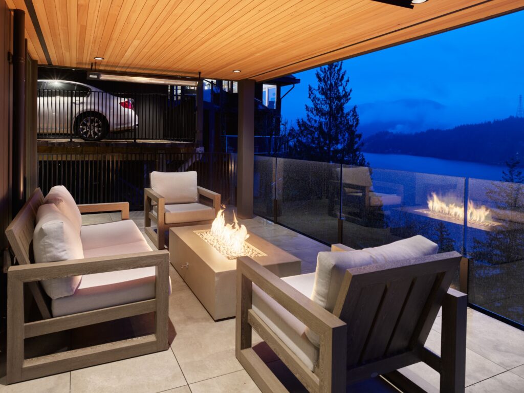 Modern home overlooking quiet water