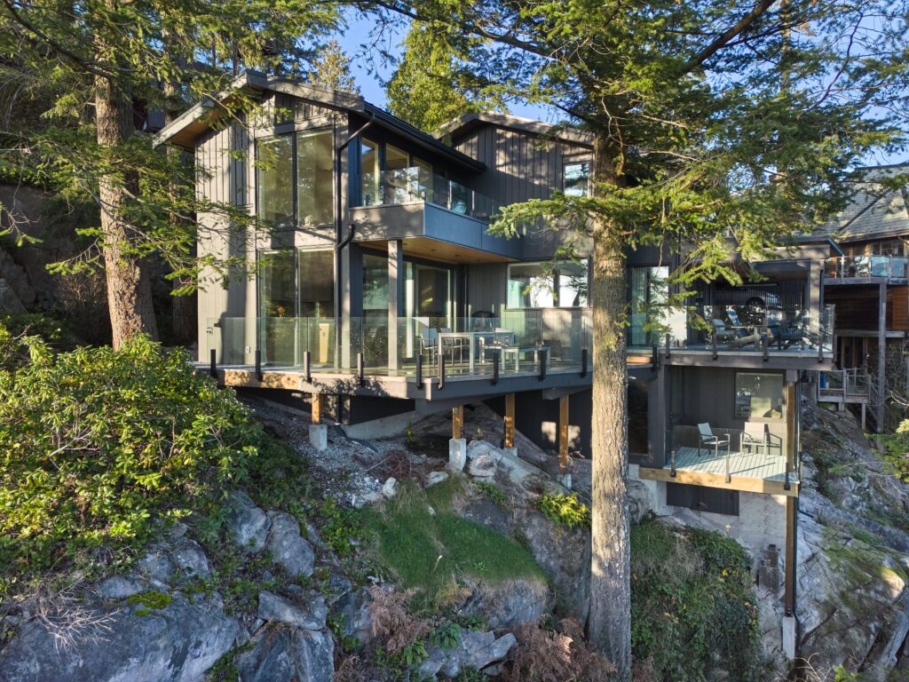 Exterior lighting through forest trees