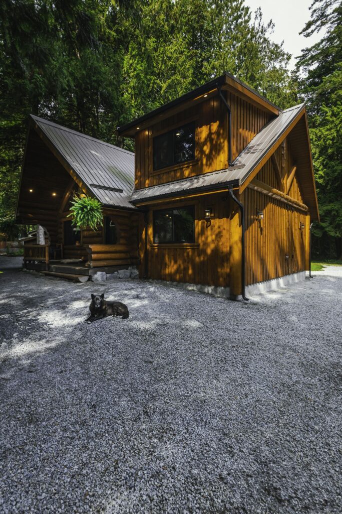 Canadian wilderness surrounding log home