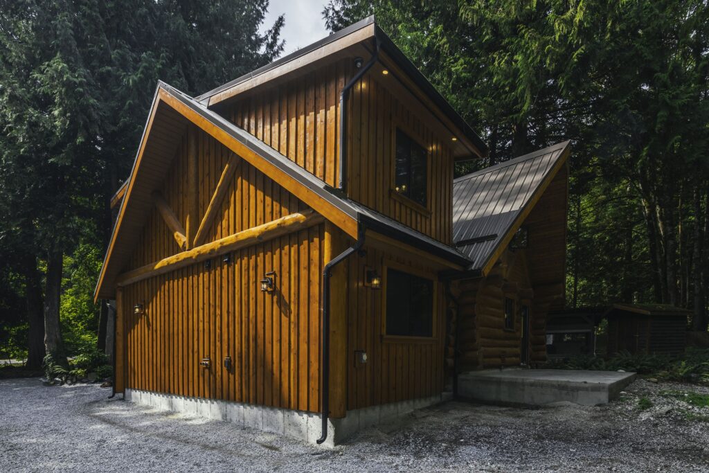 Log cabin nestled in Canadian woods