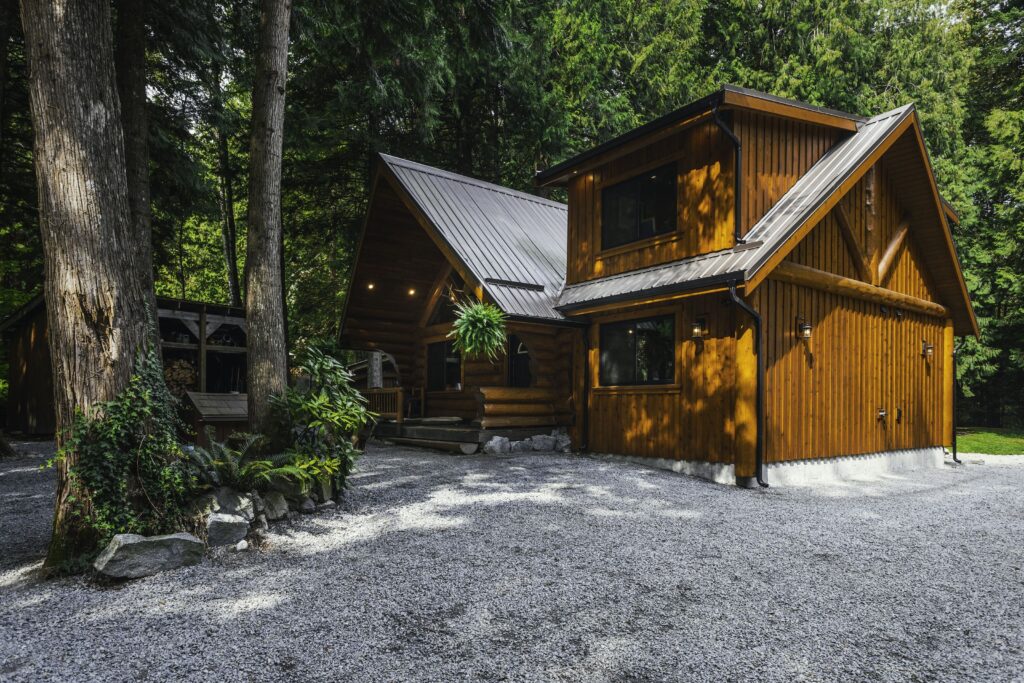 cozy log home exterior