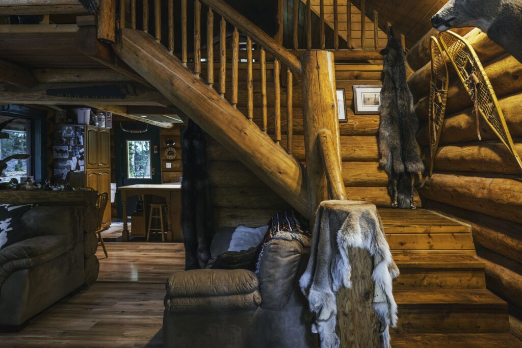 Full bear mount in Canadian log home