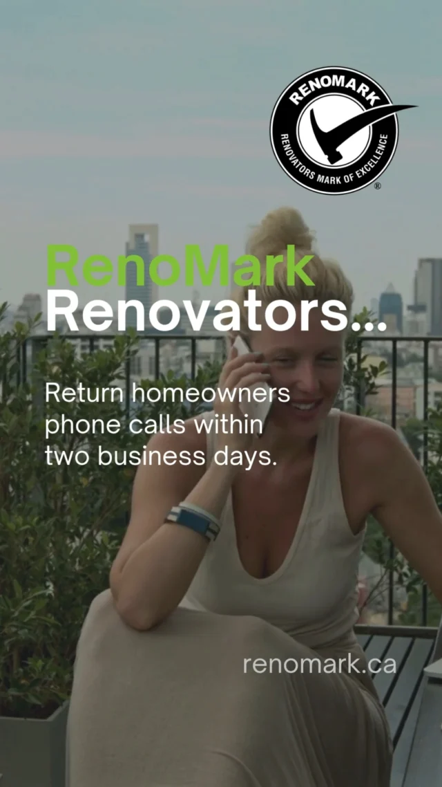 Communication is key! 🗝️ RenoMark members uphold the highest standards by returning your phone calls within two business days. Trust in a seamless renovation experience with professionals who prioritize your needs. 📞🔧 

Learn more about our commitment to excellence: https://www.youtube.com/watch?v=VDKBJFzL_Z8 #RenoMarkStandards #CustomerCommitment