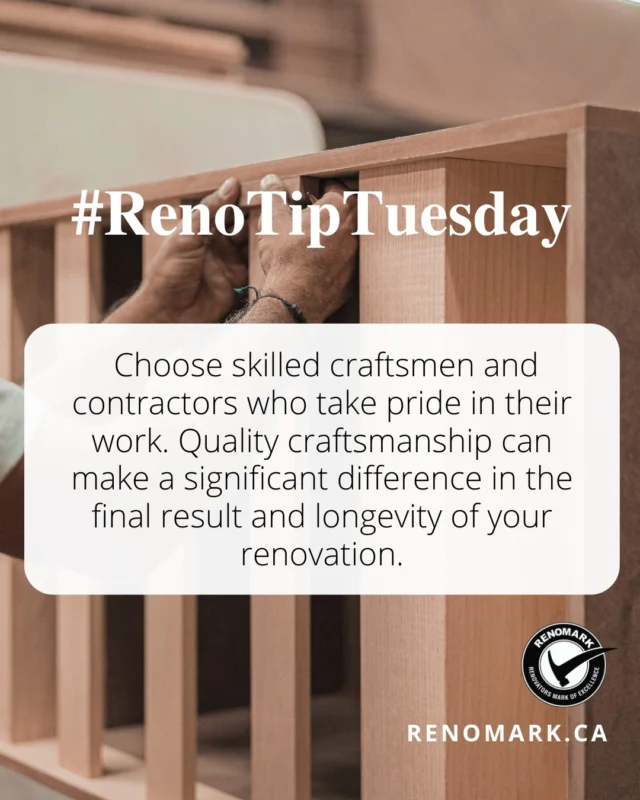 #RenoTipTuesday. Focus on quality craftsmanship: Choose skilled craftspeople and contractors who take pride in their work. Quality craftsmanship can make a significant difference in the final result and longevity of your renovation.